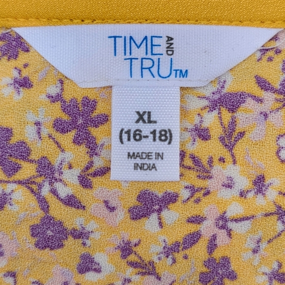 NWT Time and Tru ~ Yellow and Purple Floral Dress ~ Size XL - Picture 6 of 9